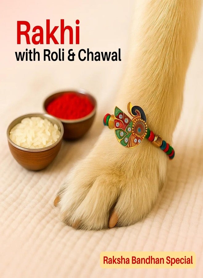 Sage Square Paw Bandhan Rakhi for Dog, Cat & Small Pets | Celebrate Bonds of Love This Raksha Bandhan | Cute Rakhi with Beads, Decorative Threads | Gift for Pet Lovers & Furry Companions (Type 9) - Image 3